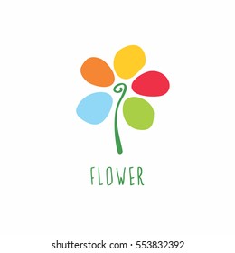 Colored Abstract Vector Flower Logo Icon Template.