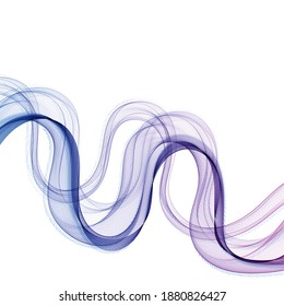 Colored abstract wave. Curves on white background