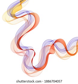Colored abstract wave. Curves on white background