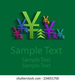Colored abstract Yuan with arrow up 