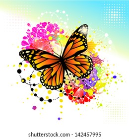 colored abstraction with a butterfly