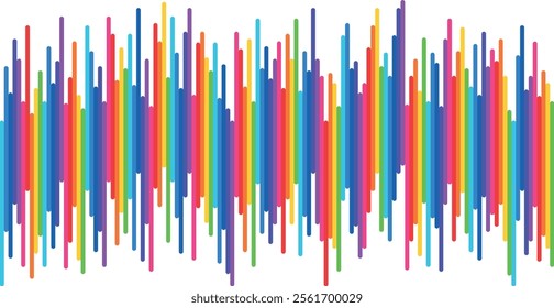 colored abstraction of liquid rainbow smudges, LGBT colors on a transparent background in the form of stripes, colored pencils and paints, thick strokes of paint. Music equalizer