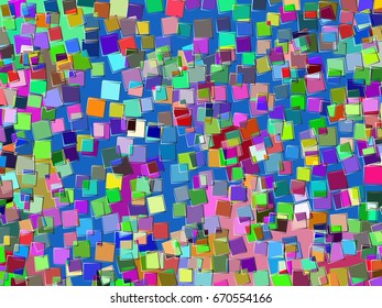 colored abstraction. squares. scattered around the square