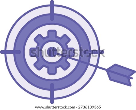 Colored Accurate Icon. Vector Illustration. Target, Gear, and Arrow. Correct, True. Achieving the End Result. Success Concept