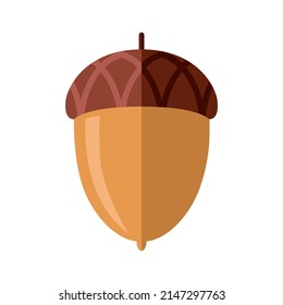 Colored acorn icon. Acorn, or oak nut, is the nut of oaks and their close relatives. Vector illustration isolated on a white background for design and web.