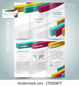 colored action 3d line brochure design template leaflet white background