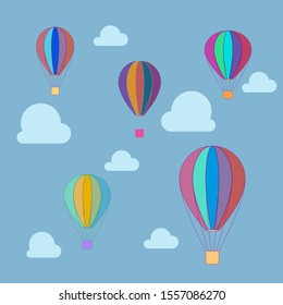 Colored aerostat with a yellow basket vector illustration