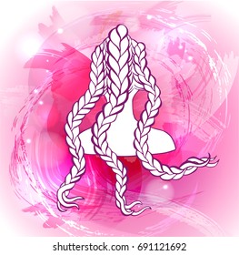 Colored african or boxer braids sketch style concept, trendy hairstyle design, template for hairdresser or hair studio, beauty salon banner, poster, flyer, colorful background