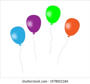 Colored air balloons. For party,birthday,ceiebration. Illustration isolated, colorful. Group of flying balloons. Designer bouquet for happiness. Cartoon, festive, happy, joyful fun. Surprise . Vector