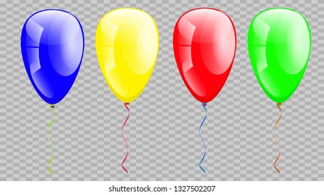 colored air transparent inflatable balloons on a gray transparent background