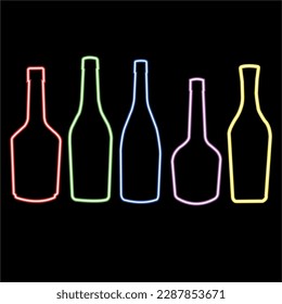colored alcohol bottles glow neon
