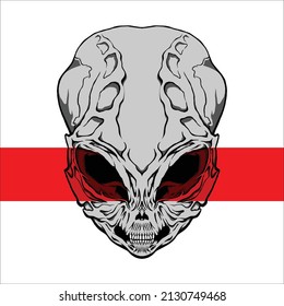 Colored Alien Skull Vector for Tshirt and prints | Skull Design for wall print