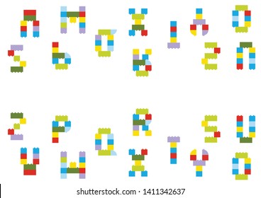 colored alphabet cubes background, educational game for children (n-z)