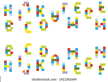 colored alphabet cubes background, educational game for children (a-m)