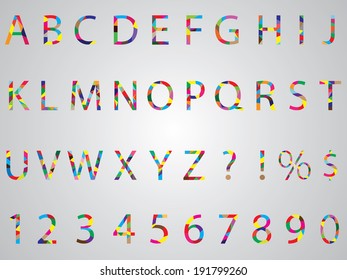 Colored alphabet illustrated on white