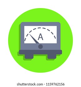 colored ammeter in green badge icon. Element of science and laboratory for mobile concept and web apps. Detailed ammeter icon