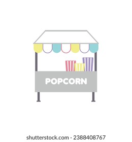 Colored amusement park popcorn tent icon Vector