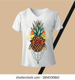 Colored ananas t-shirt design digital art