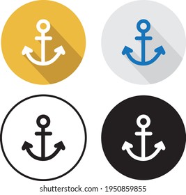 Colored Anchor set vector icon flat style isolated