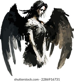 Colored Angel Vector, Print, Illustration