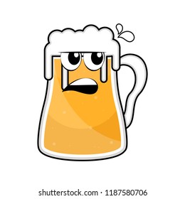 Colored angry beer mug icon
