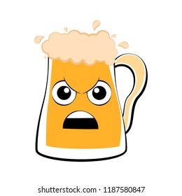 Colored angry beer mug icon