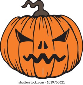 bunter, wütender orangefarbener Kürbis auf Halloween-Vektorgrafik