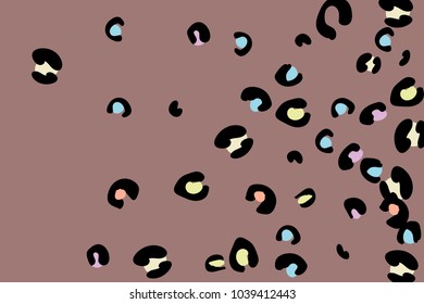 Colored animal spots. Abstract pattern of animal spots for invitation, card, celebration, party, carnival, festive holiday and Your project. Vector illustration. Gentle brown background