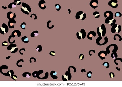 Colored animal spots. Abstract pattern of animal spots for invitation, card, celebration, party, carnival, festive holiday and Your project. Vector illustration. Gentle brown background