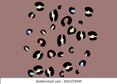 Colored animal spots. Abstract pattern of animal spots for invitation, card, celebration, party, carnival, festive holiday and Your project. Vector illustration. Gentle brown background