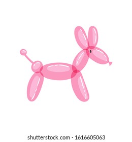 Colored animal-shaped balloon dog. Vector illustration for happy kids party, festive present rounded birthday games colorful toy isolated on white. Design element for logo, card, t-shirt print
