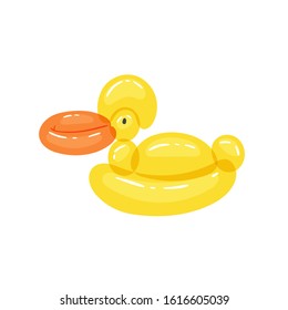 Colored animal-shaped balloon duck. Vector illustration for happy kids party, festive present rounded birthday games colorful toy isolated on white. Design element for logo, card, t-shirt print