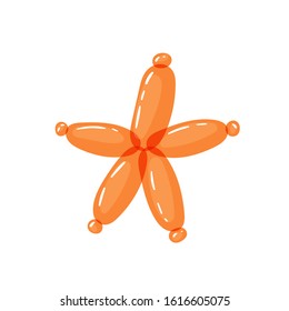 Colored animal-shaped balloon star. Vector illustration for happy kids party, festive present rounded birthday games colorful toy isolated on white. Design element for logo, card, t-shirt print