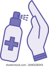 Colored Antiseptic Icon. Vector Illustration. Man Disinfecting Hands With Antiseptic. Cleanliness, Medicine. Hygiene Concept