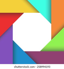 Colored aperture of camera, geometric shapes background