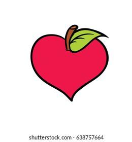 Colored Apple in a heart shape illustration.