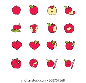 Colored Apple illustration Set.