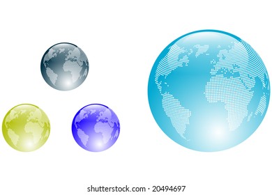 Colored aqua style Earth Globes