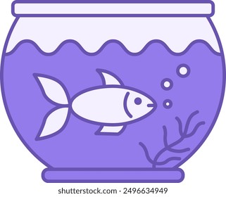 Colored Aquarium Icon. Vector Icon of Aquarium with Floating Fish. Pet Concept