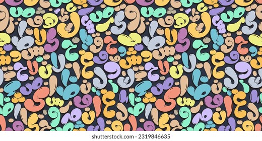 bunte arabische Buchstaben Nahtlose Muster auf dunklem Hintergrund für Eid Mubarak-Designs