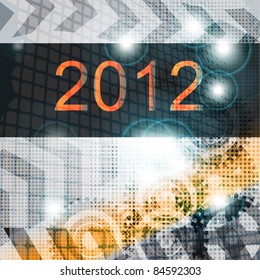 Colored arrow abstract vector background. 2012. year started with technology