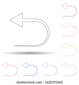 Colored arrow back in multi color style icon. Simple thin line, outline vector of web icons for ui and ux, website or mobile application