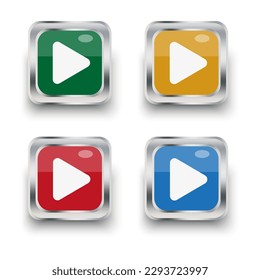 colored arrow buttons. Volumetric square buttons with arrows. Vector illustration.