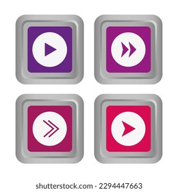 colored arrow buttons. Volumetric square buttons with arrows. Vector illustration.