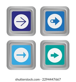 colored arrow buttons. Volumetric square buttons with arrows. Vector illustration.