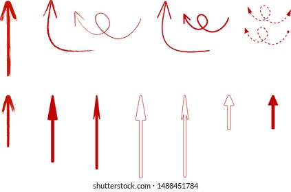colored arrow hand drawing on white backgound