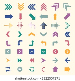 Conjunto de iconos de flecha de color. Elementos vectoriales aislados.