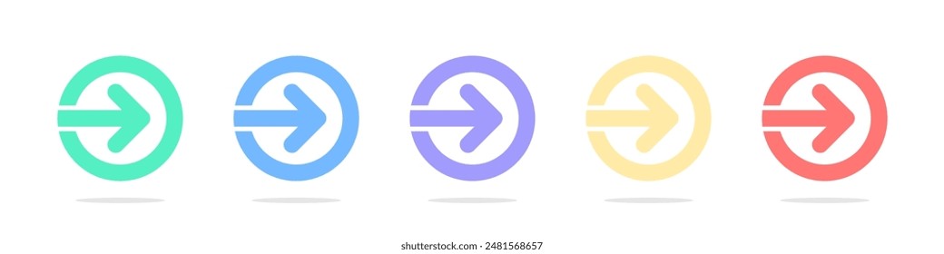 Flechas coloreadas. Iconos de flecha. Cursor de flecha. Colección de Vector de flecha. Flechas planas. Flechas establecidas.