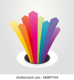 colored arrows coming out of hole