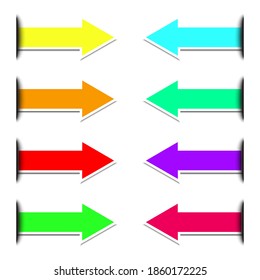 Flechas de colores, gran diseño para cualquier propósito. Diseño gráfico vectorial. Icono de flecha. Imagen de archivo.